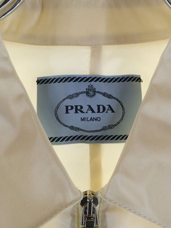 Prada Logo Belt Nylon Half Zip Sleeveless Long Dress Ivory main image 9